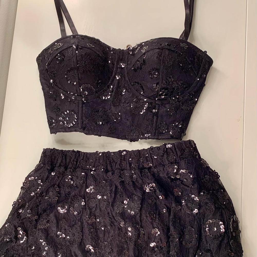 Black Sequin Two-Piece Set (Guess)